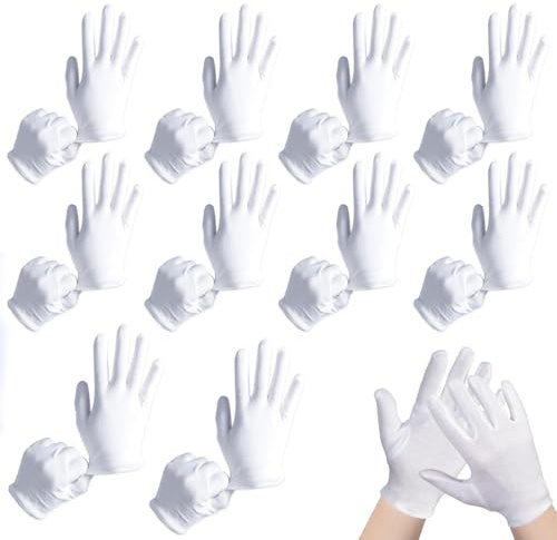 10 Paia Guanti di Cotone Idratanti per Mani Secche, Eczemi, Bellezza, Pelle Sensibile e Irritata, Sottile Neurodermatite a Maglia, Traspiranti, Sottili Guanti da Lavoro a Mano Asciutta 18,5cm