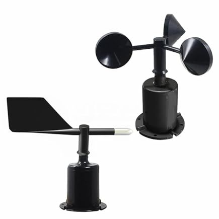 IndusTradCorp 60m/s Weather Station, Outdoor 3 Cup Anemometer Sensor, Polycarbon Fiber Wind Speed Wind Direction Sensor Output RS485 4-20MA 0-5V 0-10V Sensor(0-5V Kit)