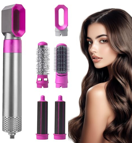Anluomania Spazzola per asciugacapelli, set professionale con spazzola ad aria calda, 1200 W, set di spazzole per asciugacapelli, multiuso, con ferro arricciacapelli, automatico, 3 velocità del vento