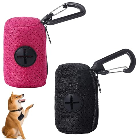 2 Stück Mesh Poop Bag Dispenser,Kotbeutelspender,Hundekotbeutelspender,Kotbeutelspender für Hunde,Leicht und Kompakt für Spaziergänge, Wanderungen und Tägliches Gassigehen,Schwarz und Rot