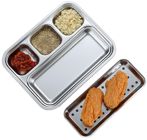 Plato Para Salsas Dividido Cuencos Para Salsas BBQ Acero Inoxidable