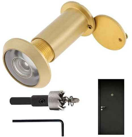 Hochwertiger Türspion, 200 Grad Türluke mit 16 mm Bohrer, 5/8 Zoll Rohrdurchmesser, mit robustem Sichtschutz für Türen von 35 mm bis 55 mm (Gold), Maximale Sicherheit und Privatsphäre