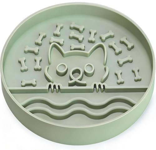 Zonopy Gamelle à alimentation lente pour chiens et chats de petite et moyenne taille, 19,1 cm, antidérapant avec 37 ventouses, bol anti-étouffement en silicone de qualité alimentaire pour manger