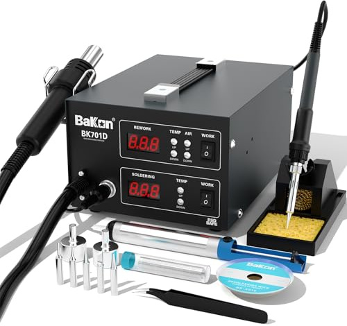 BK701D 700W Lötstation, 2-in-1 Heißluft Rework und Lötkolbenstation, SMD ESD sichere Lötstation, elektronisches Löt-Set für die Reparatur von Mobiltelefonen und Laptops oder das Löten von Leiterplatte