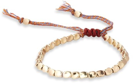 MNYXIS Pulsera Tibetana De Cobre Ajustable, Pulsera De Cobre Puro Mujer, Hecha a Mano, Estilo De Cuentas Trilaterales, Pulsera Tibetana De La Suerte, Pulseras Trenzadas Ajustables De Hilo Colorido