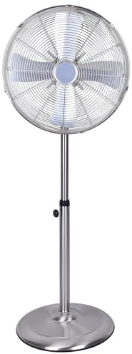 TERRUPEX 24 inch Industrial Drum Fan, Heavy Duty Metal Floor Fan with Pure Copper Motor, High Velocity 10250 CFM Airflow, 3 Aluminum Blades, 2-Speed Ventilator Fan with Wheels (Chrome)