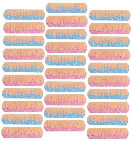 Tofficu 60pcs Cute Ice Cream Print Bandages and Adults, Waterproof and Breathable Non-Woven Fabric Adhesive Plasters, for Sports Training Sessions and School Wound Protection