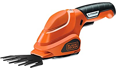 Black+Decker Akku-Grasschere GSL200 (3,6V Li-Ion, kompakte Rasenschere zur Rasenpflege, Akku-Laufzeit ca. 45 min, Einschaltsperre, inkl. Ladestation mit Ladekabel, LED-Ladeanzeige)