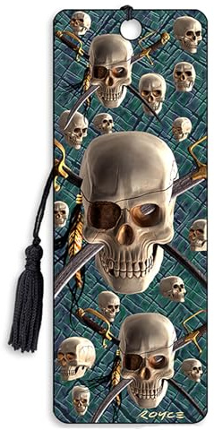 Finson 3D Lesezeichen - Totenkopf und Schwerter 'Patch' - Kunststoff, 1 Stück