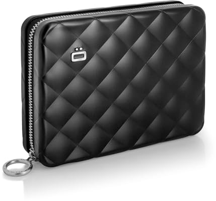 ÖGON -DESIGNS- Companion geldbörse für Frauen, aus festem Aluminium mit stepp Effekt, RFID Schutz vor betrug und entmagnetisierung, Modell Lady Case Helsinki Large, Reisepassformat