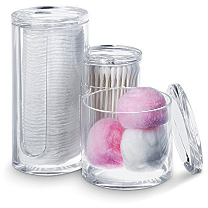 Domopak Living Porta Cotone/Bastoncini Cotonati, Polistirene, 15 X 12.5 X 14 Cm, Trasparente