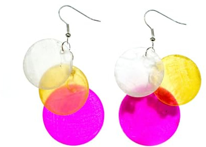 Miniblings Perlmutt Ohrringe Muschel Gelb Pink Weiß versilbert | In Berlin von Hand montierter Ohrschmuck, mit Perlmuttscheiben und Hippie