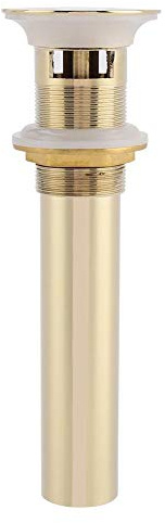 Push Open Waschbecken Ablau Universal Ablaufgarnitur Up Ventil G1 1/4 aus Messing mit Überlauf für Waschbecken & Waschtisch( Gold)