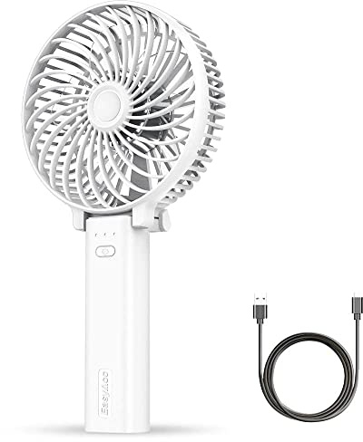 EasyAcc Portable Handheld Fan, 3 IN 1 Hand Fan, Turbo Fan Powerful 5 Speeds 4000 Battery Capacity 180°Foldable USB-C Rechargeable Personal Pocket Hand Held Fan for Travel/Outdoor/Home/Office White
