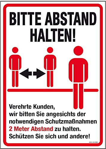 Warnschild Hinweisschild - Bitte Abstand halten... - Gr. ca. 50 x 70 cm - 309832