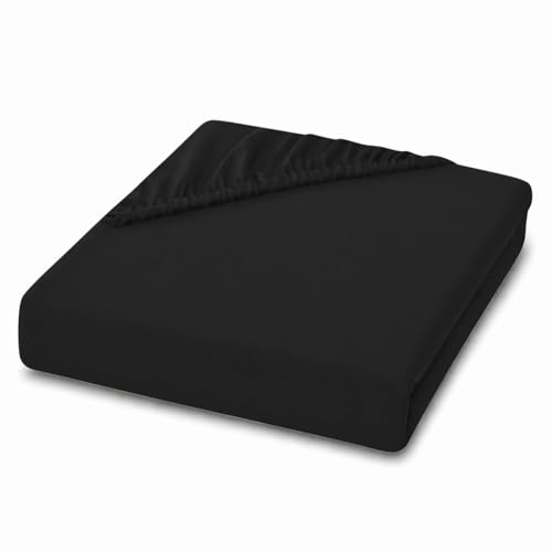 Anti-Allergy Anti-Bacterial Brushed Microfibre Fitted Bed Sheet - 28cm Depth, Easy Care, Fade Resistant (Black, Single)