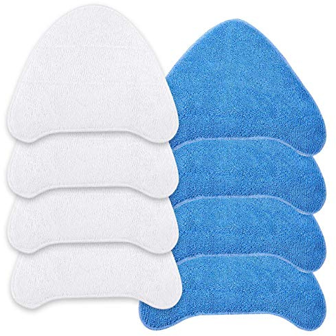 KEEPOW 8 Pack Replacement Pads for Vax S86-SF-CC/S85-CM | 4 white + 4 blue pads, fits Vax steam cleaners, durable microfiber, machine washable, easy to replace