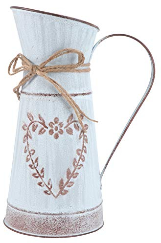 HEMOTON Vase à Fleurs Vintage en Forme de cœur - en métal - Style Maison de Campagne - Décoration Shabby Chic - Pot à Lait français - Pichet en Fer - pour Balcon, Bureau, Salon, Table