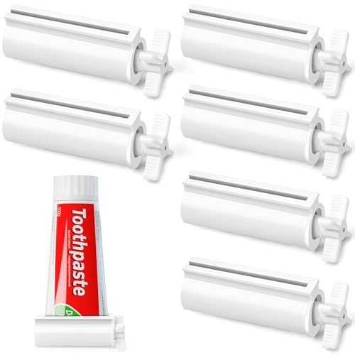 LOVEINUSA Toothpaste Tube Squeezer Dispenser, 6PCS Toothpaste Squeezer Roller Tool for Bathroom, White