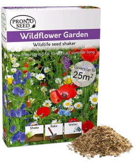 Pronto Seed Wild Flowers Seeds - UK Mixed Variety Pack - Selected Wildflower Seed Mix for Garden & Meadow Areas - Native British Blooms, Covers 25m2 (Wildflower Garden Mix)