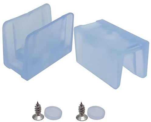 6 blocchi anti-collisione per porta della doccia, guida inferiore per mobili, per porte scorrevoli in vetro, blocco anti-collisione, con viti (trasparente)