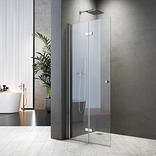 Duschkabine Badewannenaufsatz 75x185cm Walk-IN Dusche Duschwand Doppel Faltbar Walk-in Duschabtrennung Walk in Dusche ESG Nano Glas