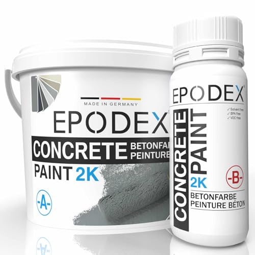 EPODEX VERNICE PER CALCESTRUZZO 2K | Vernice per Pavimenti in Cemento, Pavimenti e Garage | Impermeabile | Cantina, Garage, Officina | Per Interni ed Esterni Coperti | 1,8kg (7m² per 2 mani)