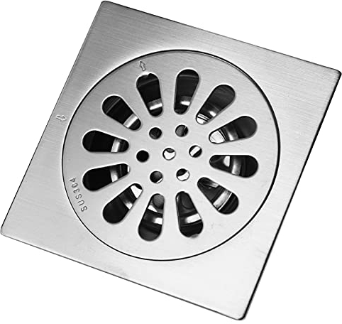 Siphon de Sol en Acier Inoxydable, Anti-Odeur Égouttoir de Douche Drain de Plancher avec Couvercle de Crépine Amovible Filtre Anti-Encrassement pour Salle de Bain, Balcon, Cour(Carré)