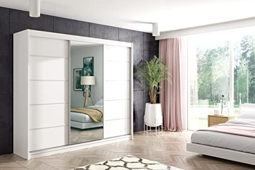 ALTDECOR Schwebetürenschrank mit Spiegel Maki - 180x216 | Garderobenschrank mit viel Stauraum, Vielseitiger, Schrank, Kleiderschrank