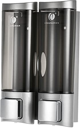 Ailgely Manual Seifenspender Wandhalterung, Ohne Bohren, Handseifenspender, Wandhalterung Doppelflüssiges Shampoo Duschgelspender, für Küche Badezimmer Toilette Hotel 200mlx2