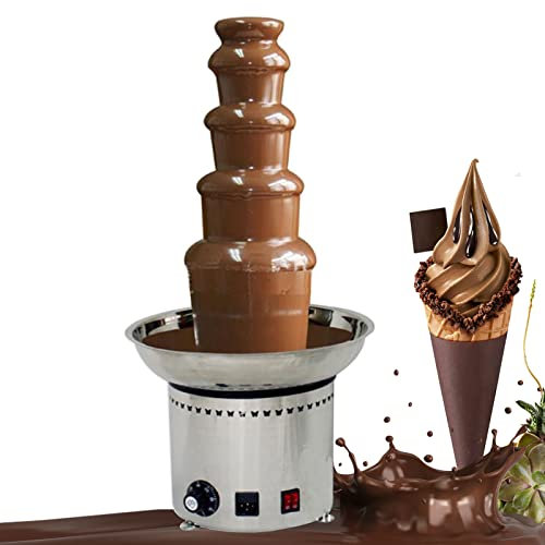 Large Capacity Chocolate Fondue Waterfall,Chocolate Fountain Machine, 4/5/6/7 Tiers Commercial Stainless Steel Sauce Melting Pot (5 Tier)