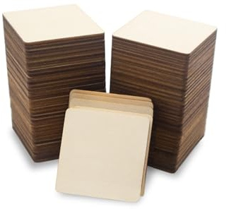 120 Stück 5x5cm Quadrate Holzscheiben zum Basteln Holzplättchen | Unbehandelte Holz mit 2mm Dick, Quadratisch Holzplatten für DIY Malen Handwerk