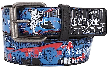 EANAGO Kindergürtel >STREET ART< moderner Gürtel aus Kunststoff für Jungen & Mädchen (3–12 Jahre) - verstellbar für Taillen von 52–67 cm - Schwarz-Bunt - Streetwear Design