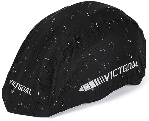 Victgoal Fahrradhelm Regenschutz wasserdichte Helmüberzug mit dekorativen Reflektoren und Gummizug Unisex Regenkappe für Fahrradhelme (Schwarz)