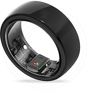 aaboRing, Bague Intelligente de Suivi de Santé & Fitness, Surveillance Avancée du Sommeil, Suivi du Stress & de l'Activité, Titane, Étanche IP68 (Taille US 10, Sans Fil, Noir Profond)