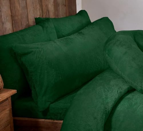 Littens Luxury Green 5ft King Bed Size Teddy Fleece Fur Soft Cosy Body Bolster Long Pillowcase, Thermal Warm, Nursing Pregnancy 50cm x 152cm (20 x 60)