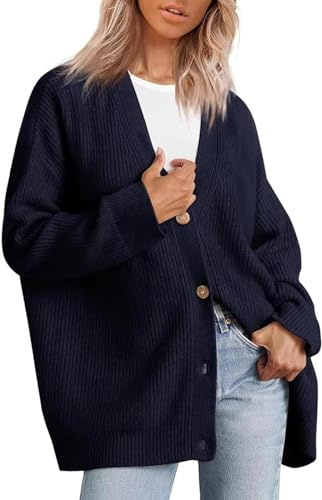 CYXZX Cardigan Cocoon in cashmere, maglioni in cashmere da donna, maglioni leggeri con bottoni oversize aperti sul davanti