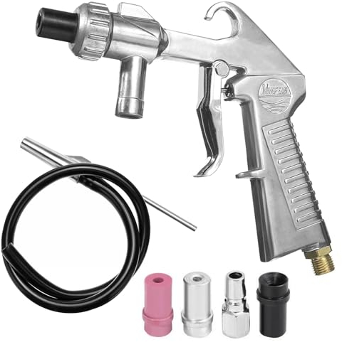 Kit pistola sabbiatrice professionale con tubo in gomma da 1 m, ugelli in ceramica da 6 mm, ugello in metallo da 5/6 mm e connettore aria, pistola a spruzzo per lucidatura e rimozione ruggine