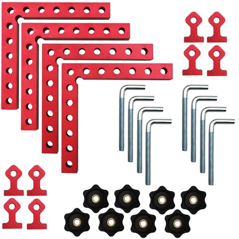 QYQRQF 90-Grad-Klemme, 4 Sets Eckklemmen, 14 x 14 cm, 90-Grad-Positionierung, quadratische Klemmen aus Aluminiumlegierung, für Holzbearbeitung, Schrank, Bilderrahmen