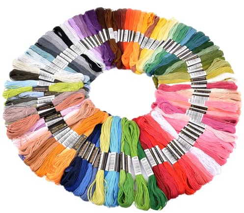 Stickgarne, 100 Knäuel, Regenbogenfarben, Stickgarn für DIY-Garn, Handwerk, Kreuzstich, Freundschaftsarmbänder und Nähen (100 Farben)