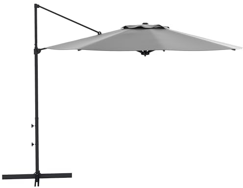 Outsunny Ampelschirm ca. Ø3 m Sonnenschirm mit Kurbel, Neigbarer Marktschirm, Drehbarer Gartenschirm für Balkon, Terrasse, Metall, Dunkelgrau