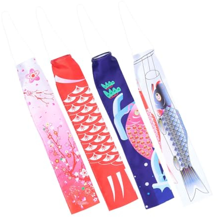 Japanische Karpfenflaggen 4 Stück aus Seide Feuchtigkeitsresistent