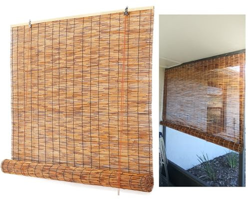 Bambus Rollo Outdoor Wetterfest Bambusrollo für Außen Jalousien Lichtfilter Bambus Raffrollo Schilf Vorhang 90x200cm 120x160cm 100x140cm Rollo Bambus für Balkon Garten ( Size : 60cm Breit x 110cm Hoch