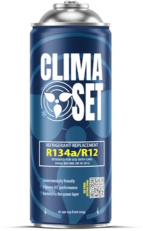 Clima Set Gaz de Rechange R134a pour Climatisation Automobile avec Tuyau, Manomètre et Adaptateur HP/LP pour Climatisation - pour Voitures 1995-2016 - Kit Climatisation Automobile