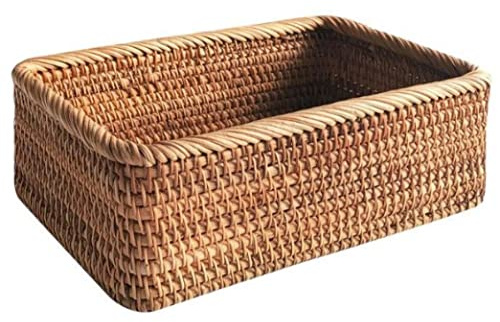 Rattan Aufbewahrungskörbe gewebter Brotkorb Rechteckige Korb des Bedienungsorganisators Rattan Fruchtkorb für Küchenarbeitsplatte Wohnzimmer, braune offene Aufbewahrungsbehälter