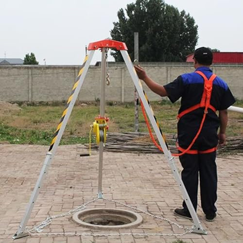 Oracra Lifting Tripod Manhole Tripod Lifting Equipment, Heavy Duty Space Entry Tripod and Winch for Emergency Rescue, Outdoor Aluminum Fire Tripods, Easy to Install