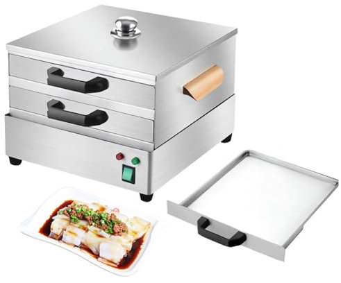 Barattolo a vapore per spaghetti di riso, macchina per il riso in acciaio inossidabile a 2 strati, macchina a vapore multifunzionale da 1800 W con 3 vassoi a vapore, per cucinare panini dim sum
