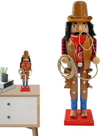 Statua in legno schiaccianoci, statua di legno a forma di pupazzo schiaccianoci da tavolo, autoportante, per un'atmosfera festiva, libreria e giardino