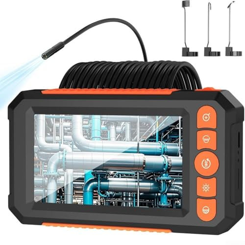 Oniissy Endoskop mit zwei Objektiven, IP67 wasserdicht, Dual-Objektiv-Endoskop-Kamera mit 4,3 Zoll LCD-Bildschirm, 1080P Auflösung, Boreskop-Kamera mit Licht, Echtzeit-Ansicht (Einzelkopf 1 m)