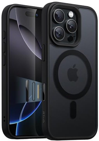 JETech Cover Magnetica Opaca per iPhone 16 Pro, Titanio Nero | Compatibile con MagSafe, Pulsante di Controllo della Fotocamera, Retro Traslucido, Custodia Protezione Antiurto Sottile